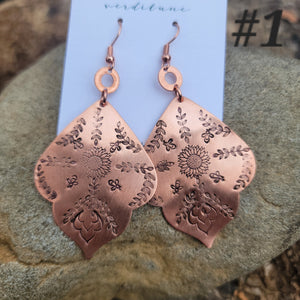 Moroccan Mandala Earrings in Copper