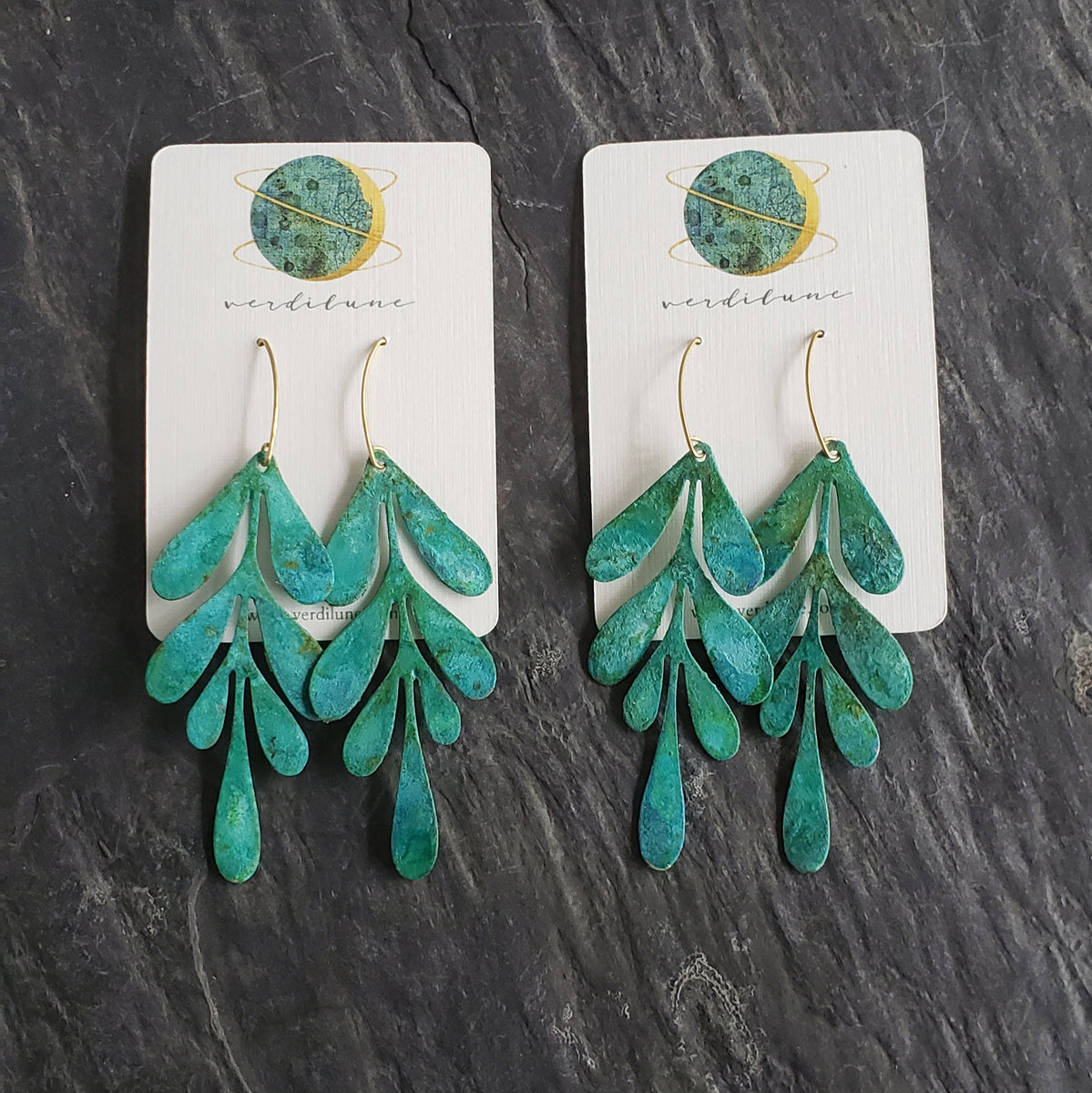 645b#, Boho Hippie Earrings, fashion Green Patina Earrings, Boho Rustic Earrings, Leaf Earrings, USA Handmade Earrings, ChrisKaitlynJewelry