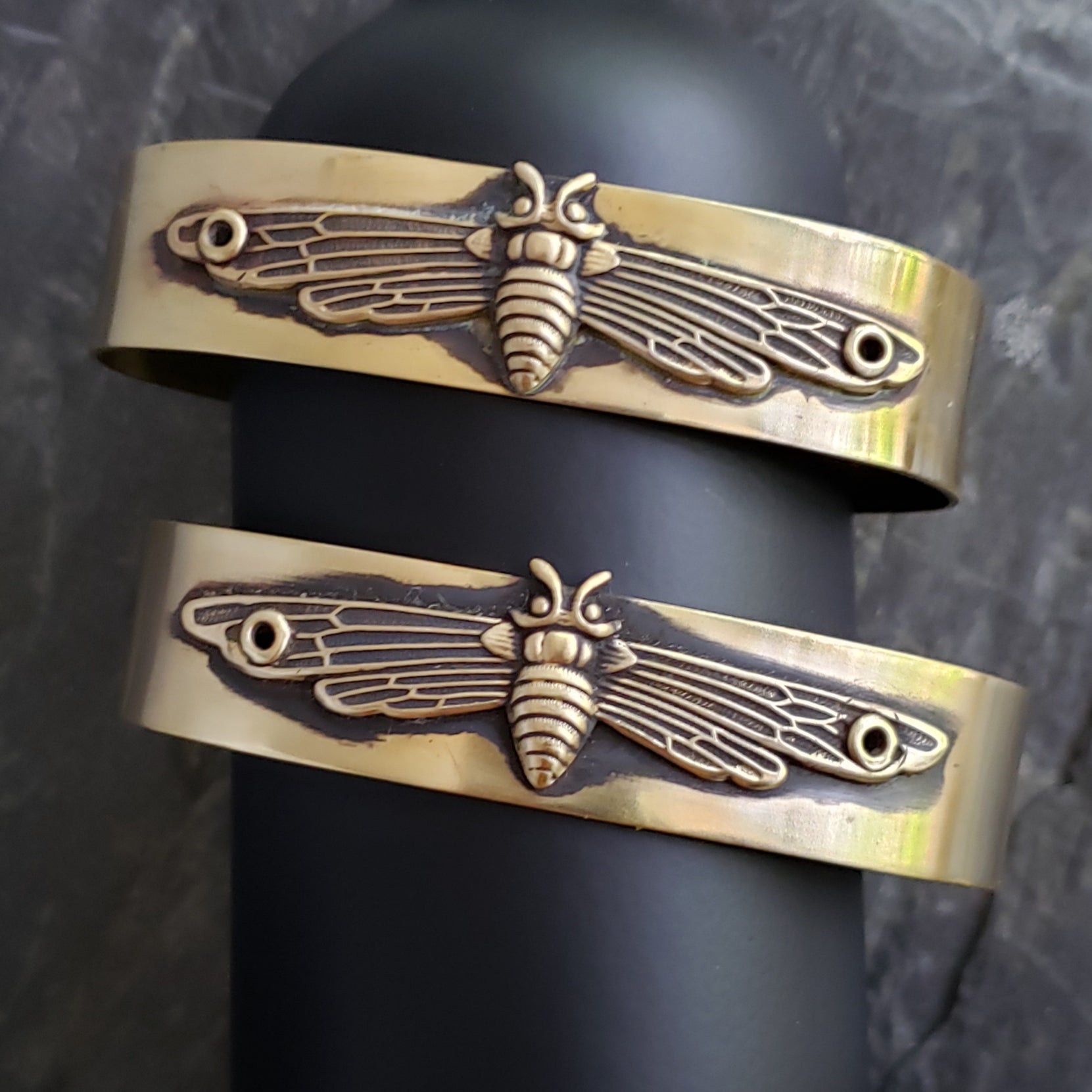 Mothra Riveted Brass Cuff Bracelet