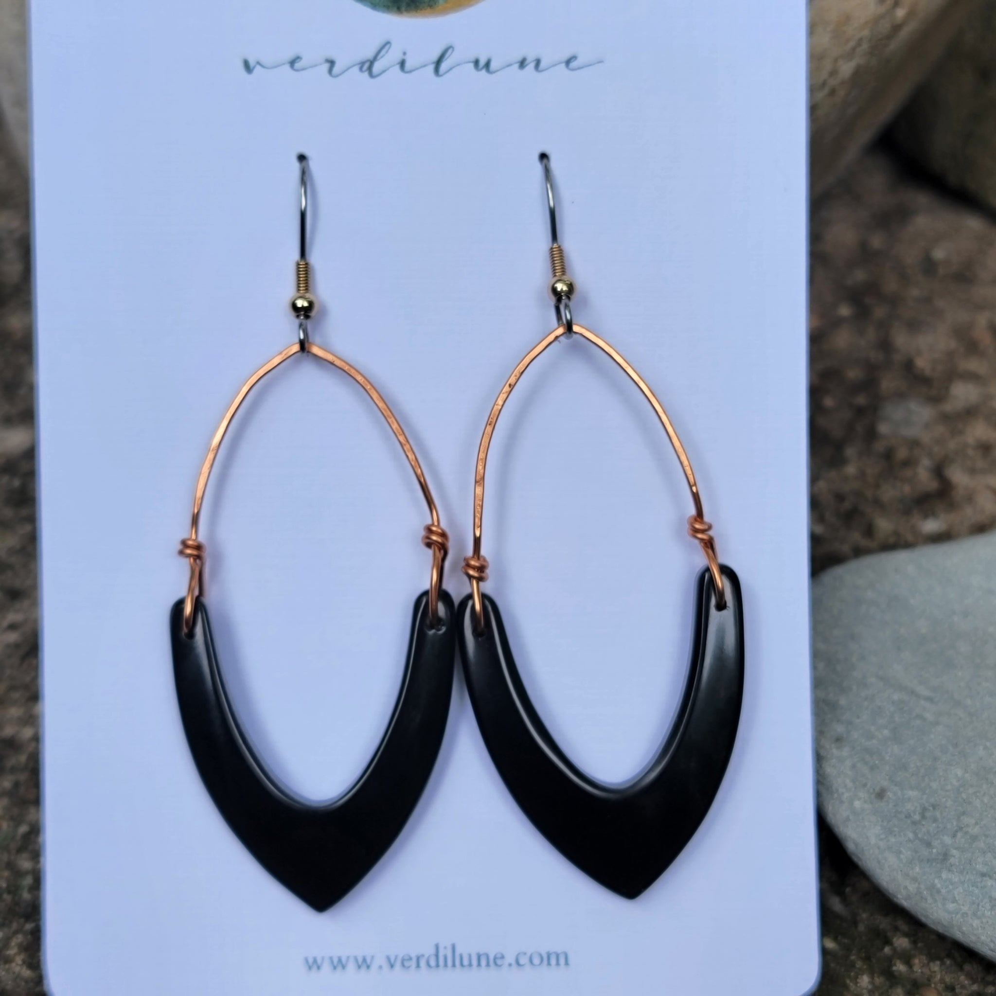 The Earthy Gem Collection - Obsidian & Copper Earrings