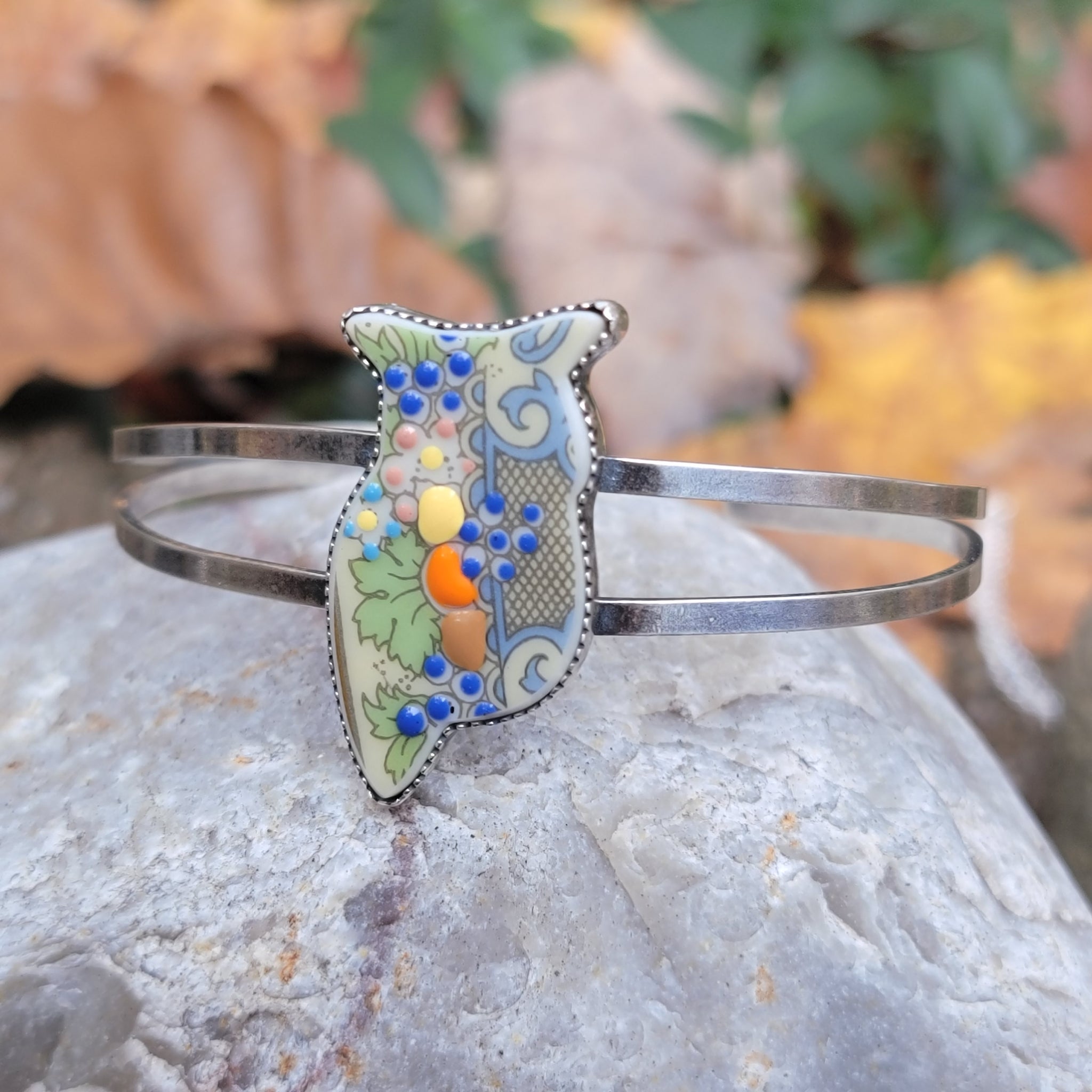 Autumnal Owl Cuff Bracelet in Sterling Silver