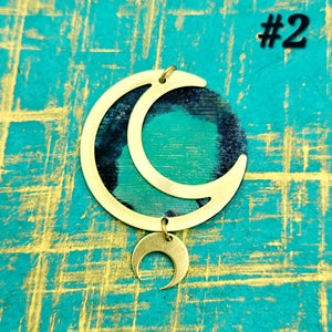 Verdilune Moon Phase Pendant - Verdigris & Midnight Blue Patina