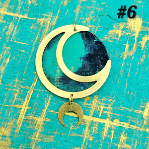 Verdilune Moon Phase Pendant - Verdigris & Midnight Blue Patina