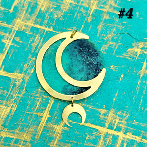 Verdilune Moon Phase Pendant - Verdigris & Midnight Blue Patina