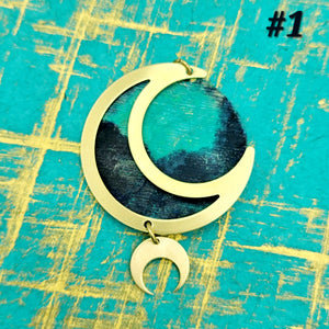 Verdilune Moon Phase Pendant - Verdigris & Midnight Blue Patina