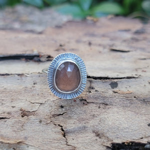 Sunstone Sunburst Ring in Sterling Silver Size 5.75