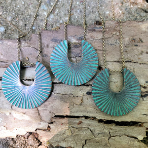 Helios Verdigris Patina Copper Necklace