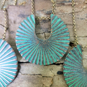 Helios Verdigris Patina Copper Necklace