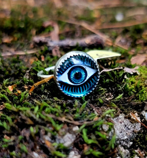 Czech Glass Eye Ring in Sterling Silver -Made to Order