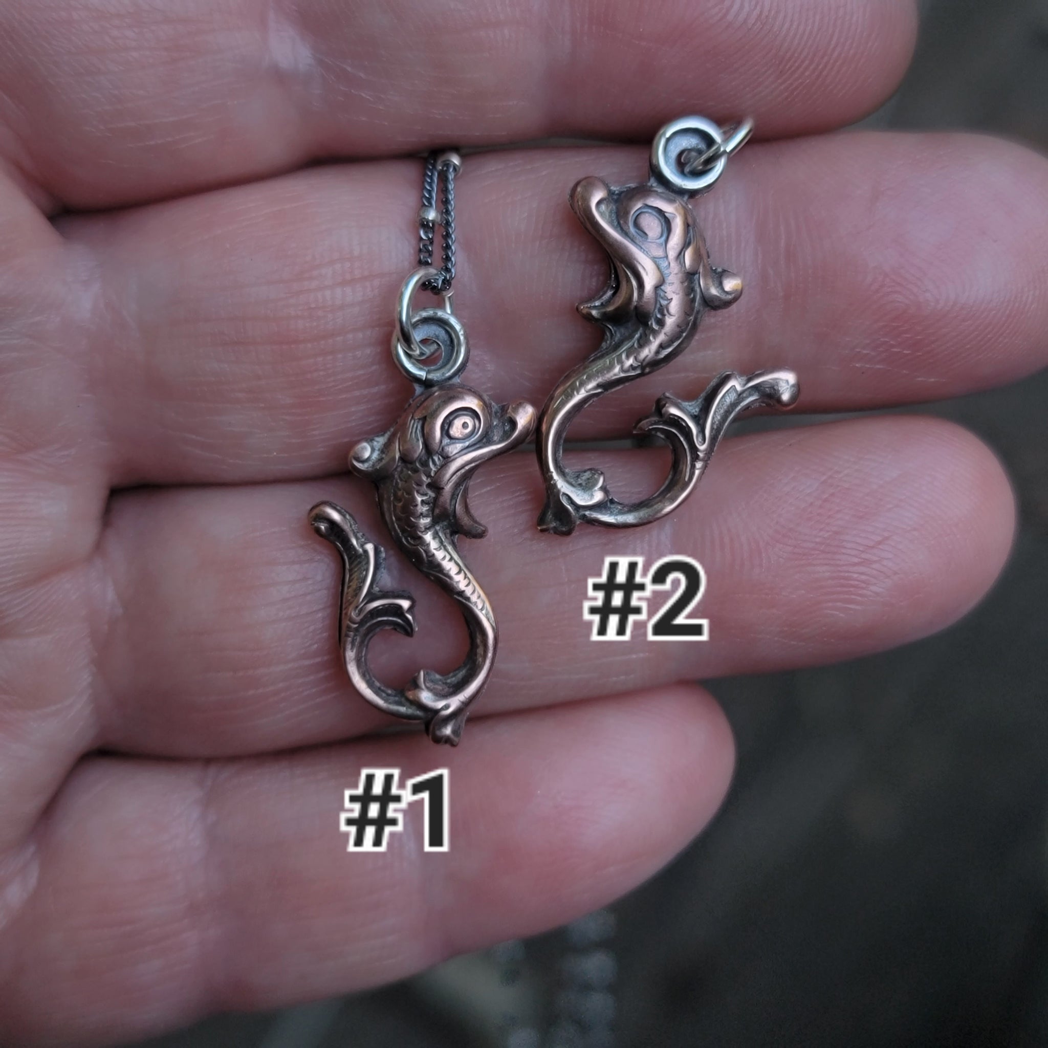 Sea Serpent Besties Pendants in Copper & Sterling Silver
