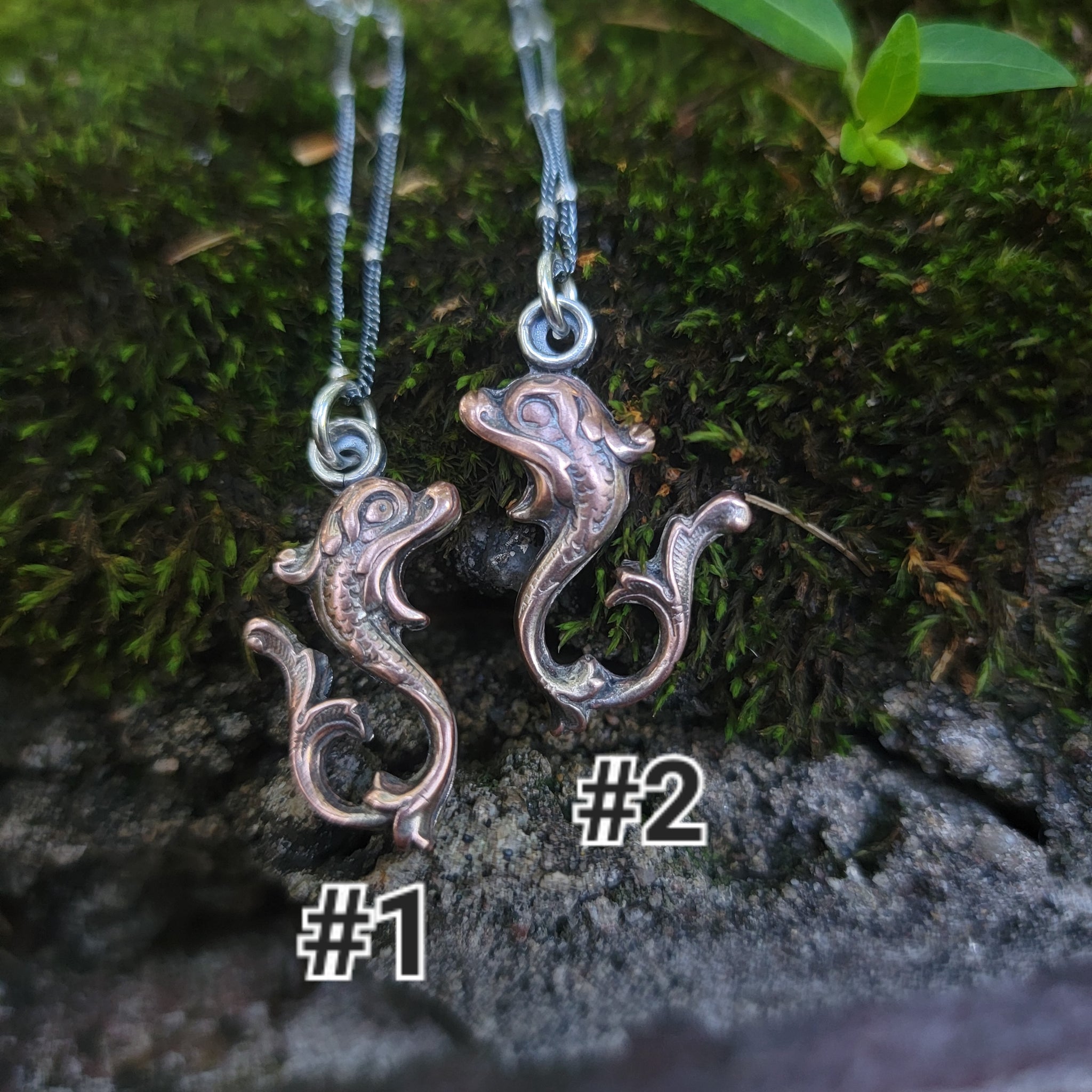 Sea Serpent Besties Pendants in Copper & Sterling Silver