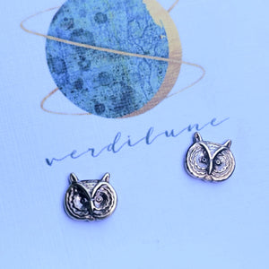 Owl Face Post Earrings