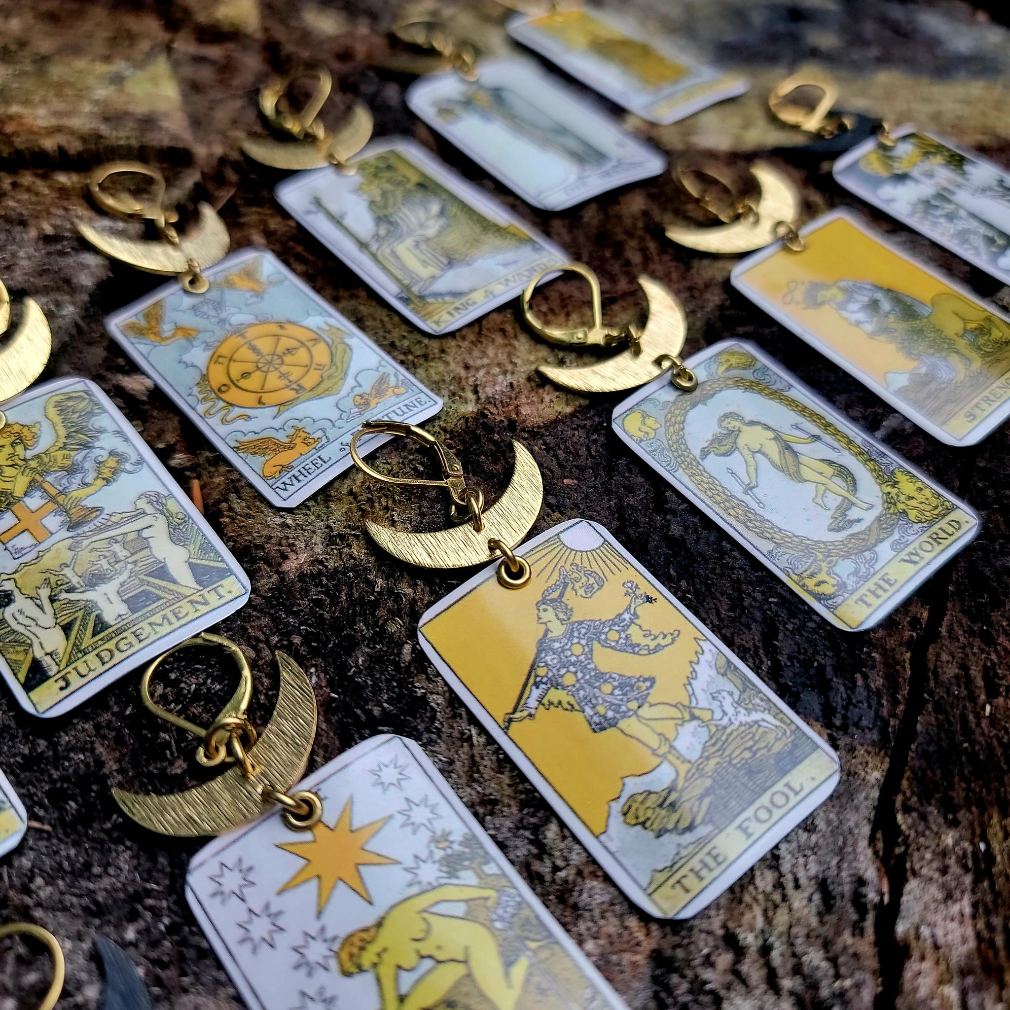 The Tarot Collection - Repurposed Tin Earrings with Pendant Option