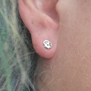 Sterling Silver Adora-Skull Post Earrings