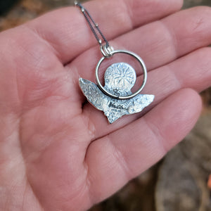 Death's Head Skull Hawk Moth & Turquoise Pendant in Sterling Silver