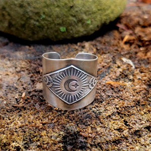 Celestial Adjustable Unisex Cuff Ring in Sterling Silver