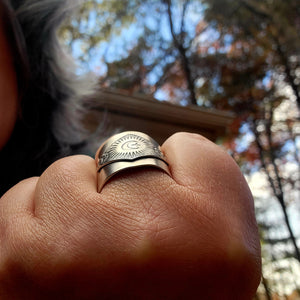 Celestial Adjustable Unisex Cuff Ring in Sterling Silver