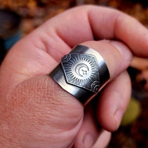 Celestial Adjustable Unisex Cuff Ring in Sterling Silver