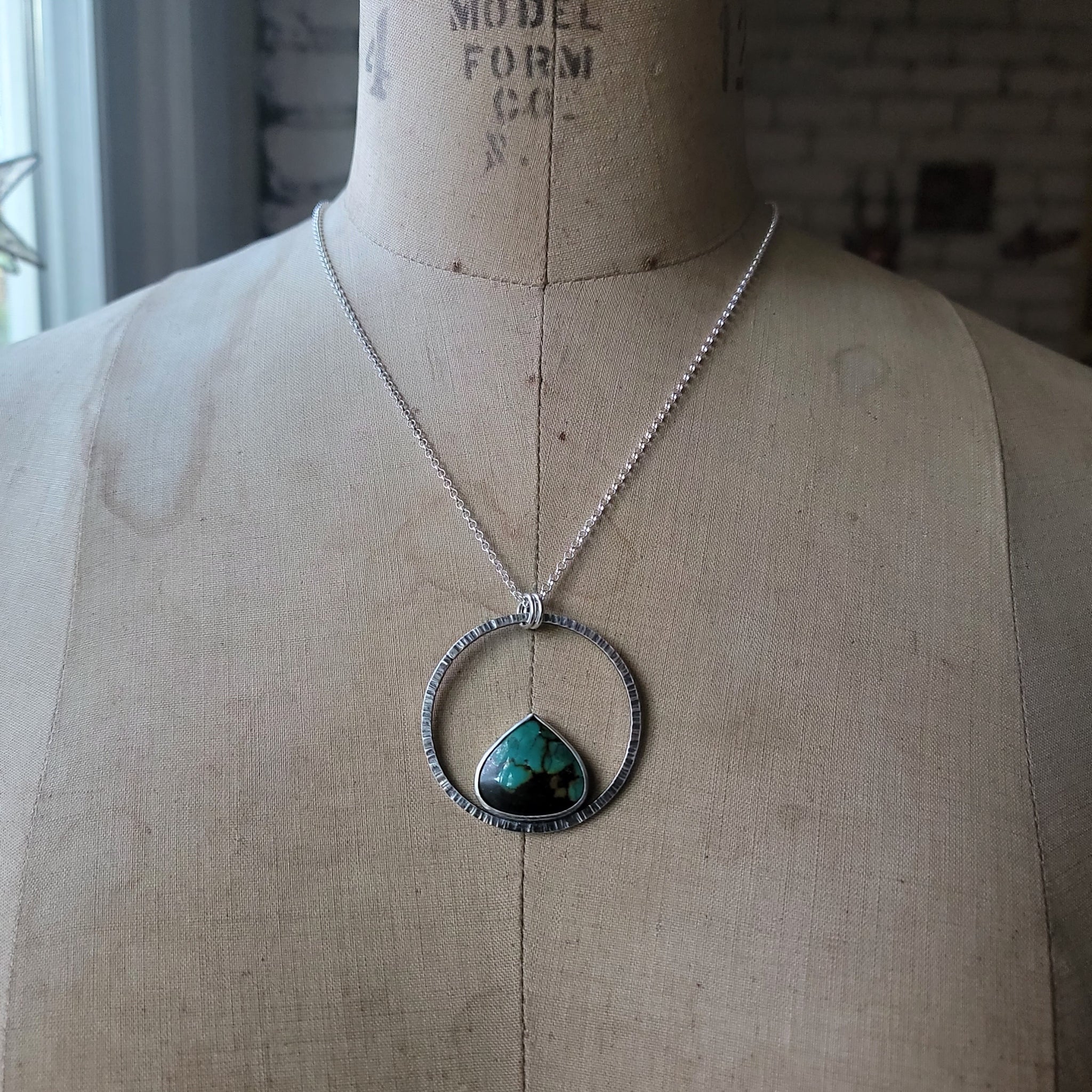 Nestled Pendant with Hubei Turquoise in Sterling Silver