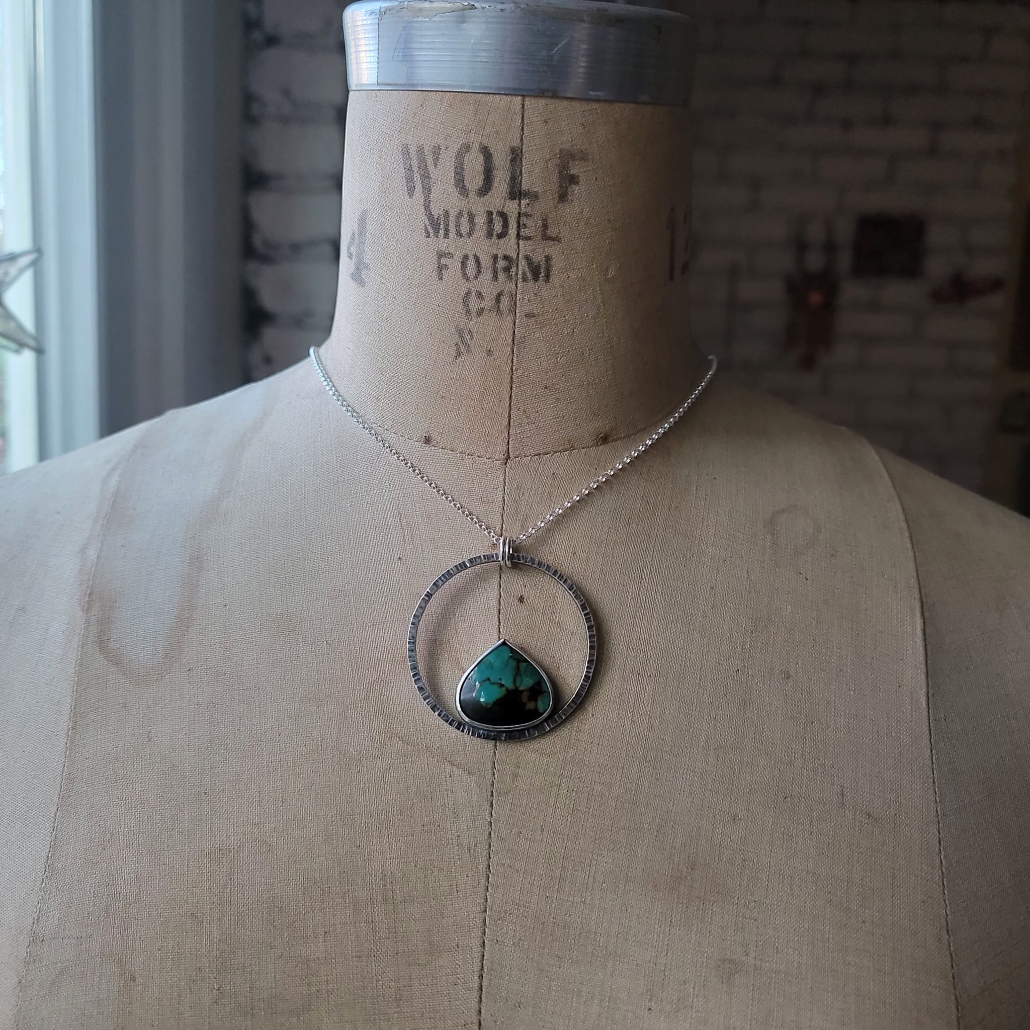 Nestled Pendant with Hubei Turquoise in Sterling Silver