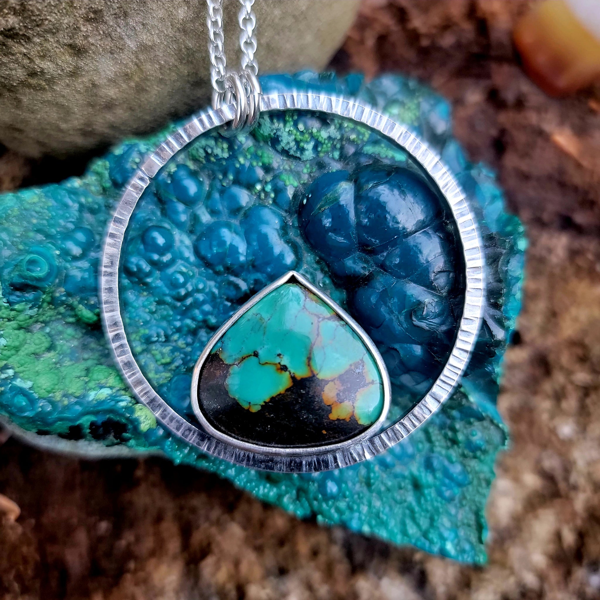 Nestled Pendant with Hubei Turquoise in Sterling Silver