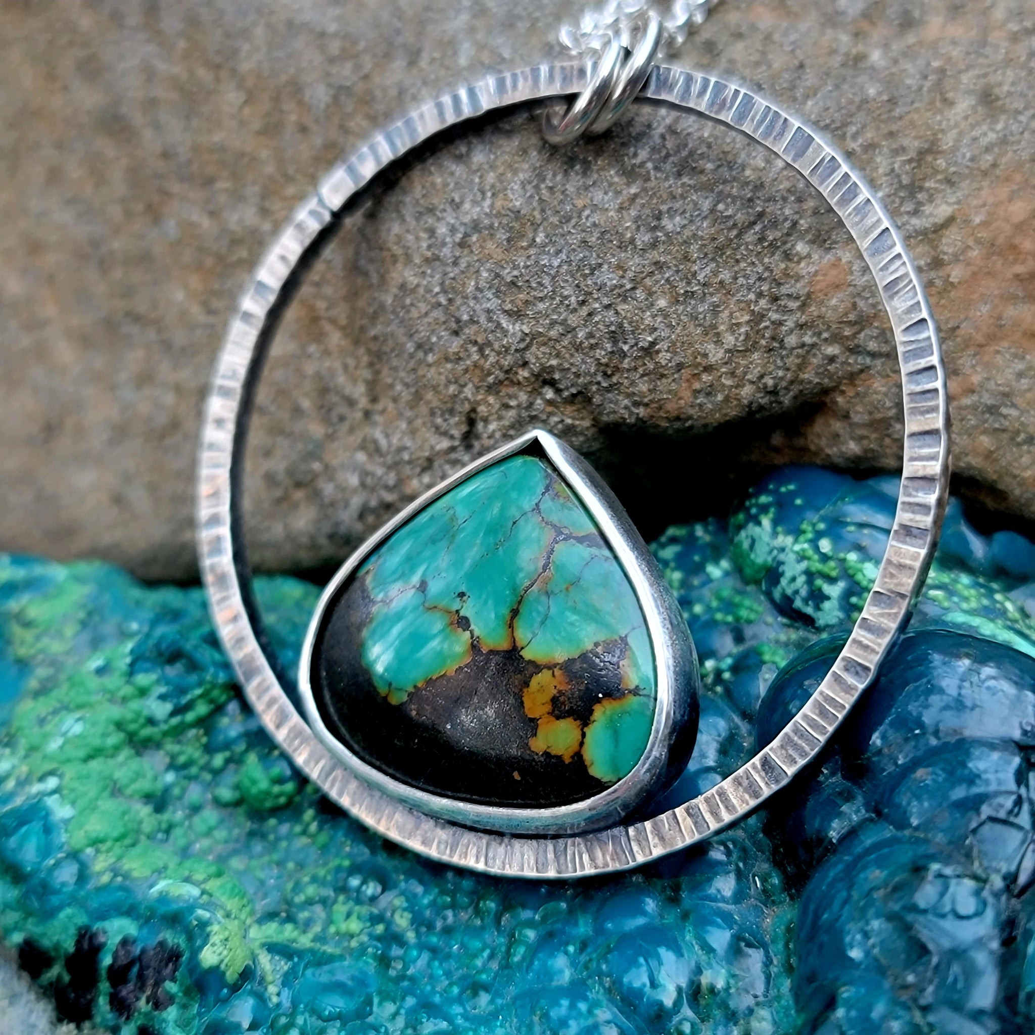 Nestled Pendant with Hubei Turquoise in Sterling Silver