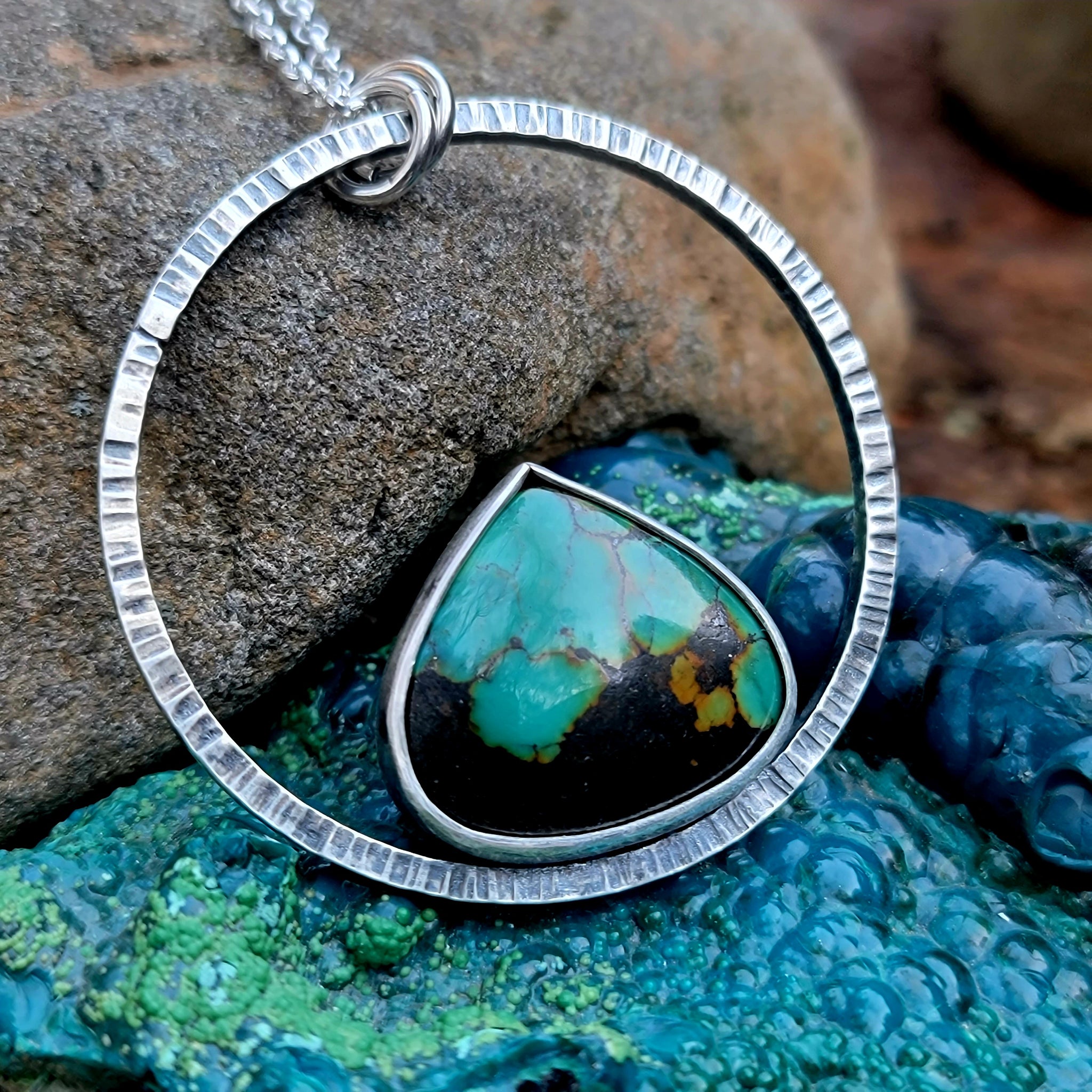 Nestled Pendant with Hubei Turquoise in Sterling Silver