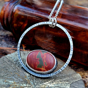 Nestled Pendant with Red Jasper in Sterling Silver