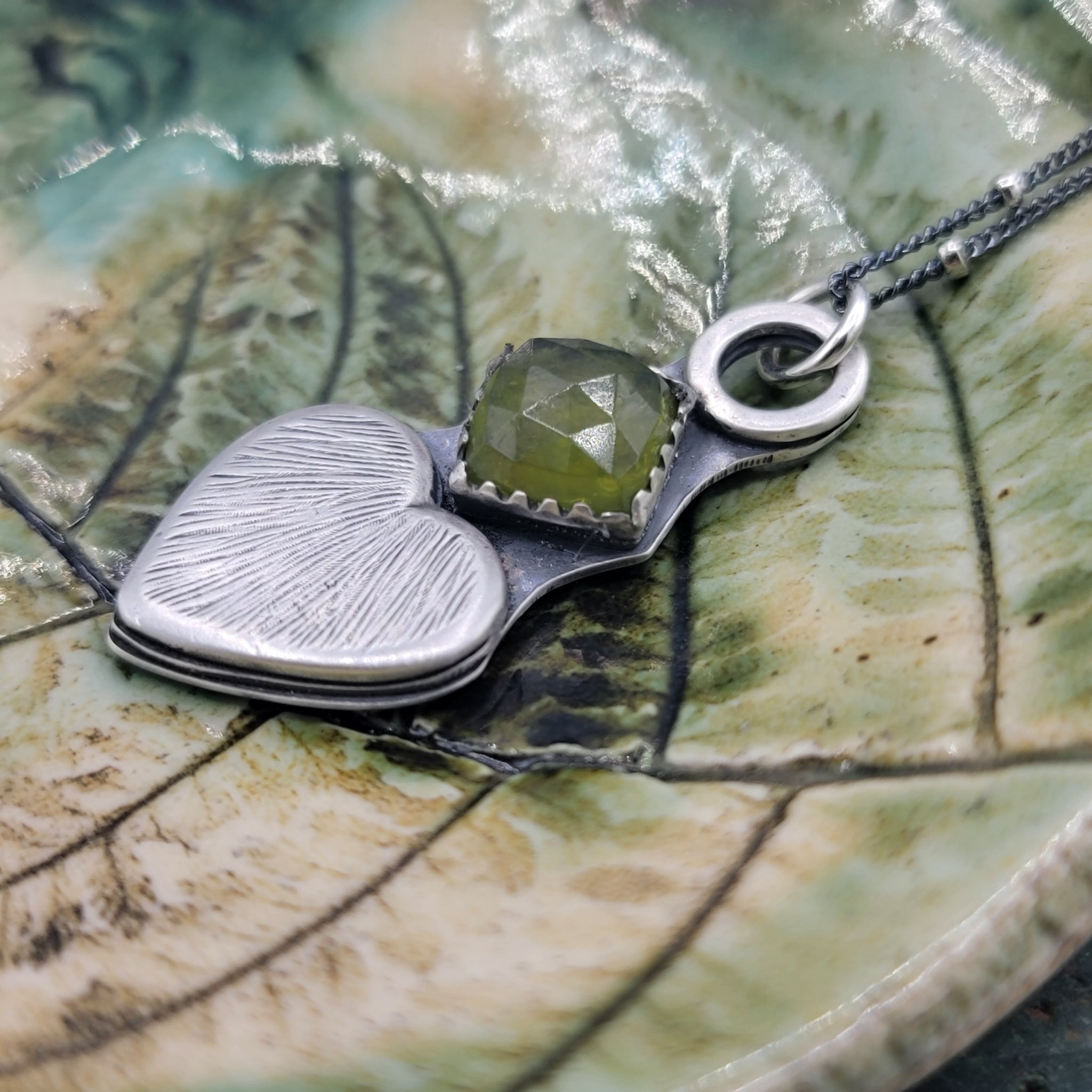 Heart Pendant with Vesuvianite in Sterling Silver