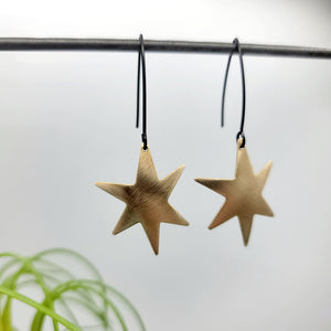 Star Burst Earrings, in Gold Brass and Matte Black