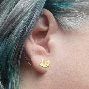 Gingko Leaf Posts - Brass Stud Earrings