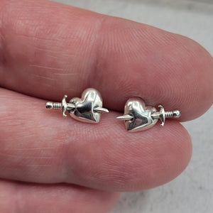 Dagger in the Heart Posts - Sterling Silver Stud Earrings