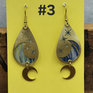 Moondrop Portals - Repurposed Tin Earrings