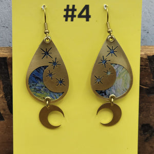 Moondrop Portals - Repurposed Tin Earrings