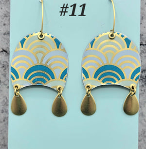 Art Deco Blues Collection - Repurposed Vintage Tin Earrings