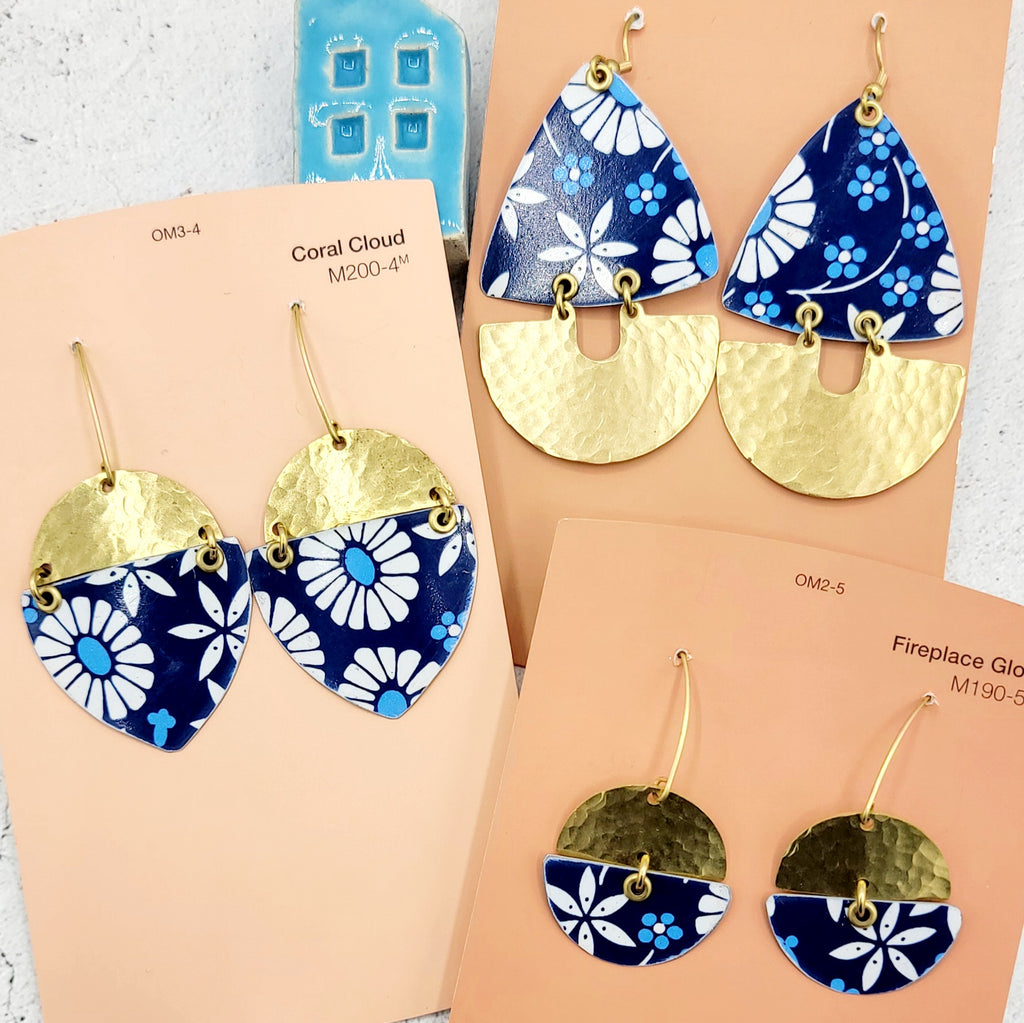 Blue Daisies Collection - Repurposed Tin Earrings