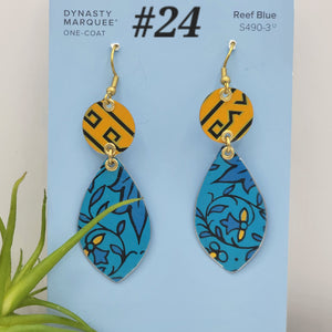 Venetian Blue Floral Collection - Repurposed Tin Earrings