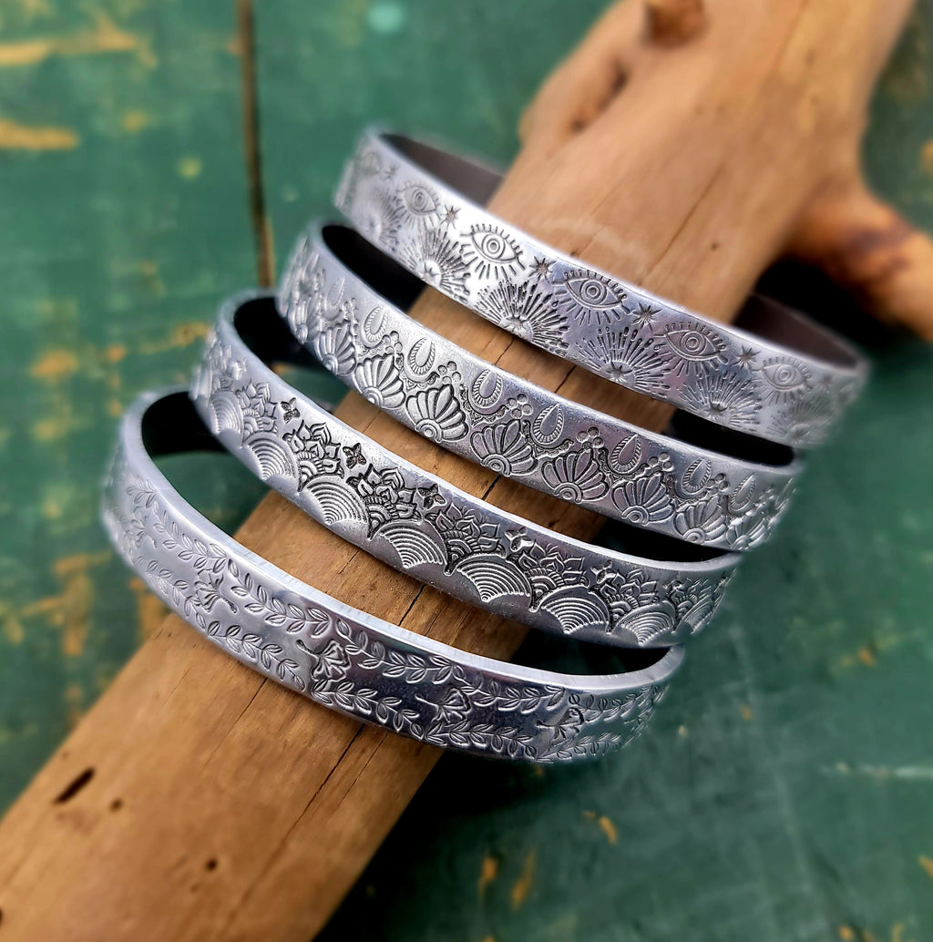 Handstamped Aluminum Cuff Bracelets