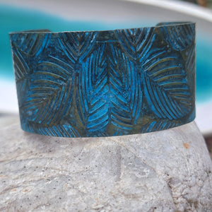 Palm Leaves Cuff in Ocean Blue Copper