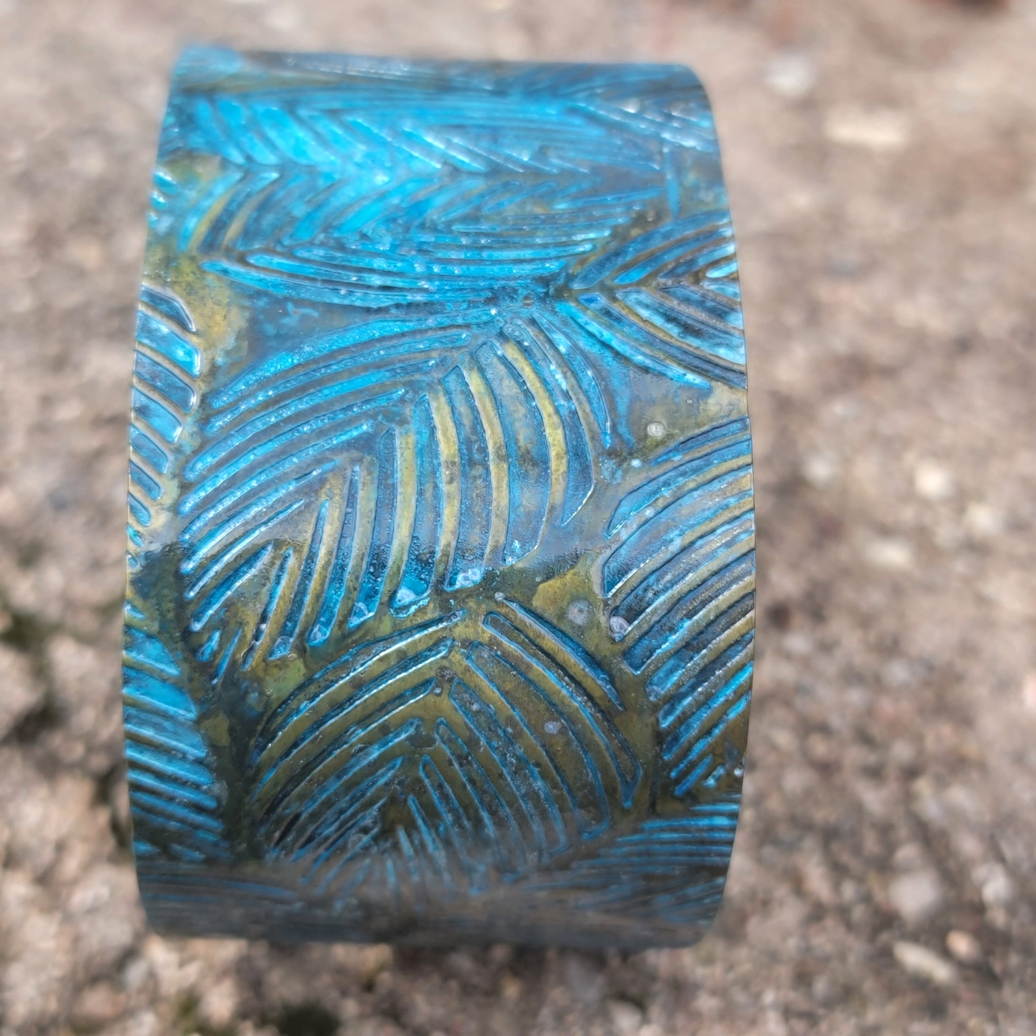 Palm Leaves Cuff in Ocean Blue Copper