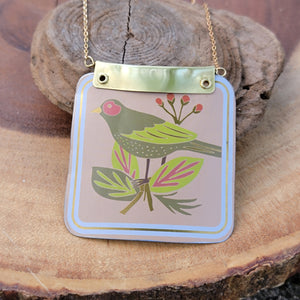 Fruit Blossom Tea Birds Collection - Repurposed Vintage Tin Earrings