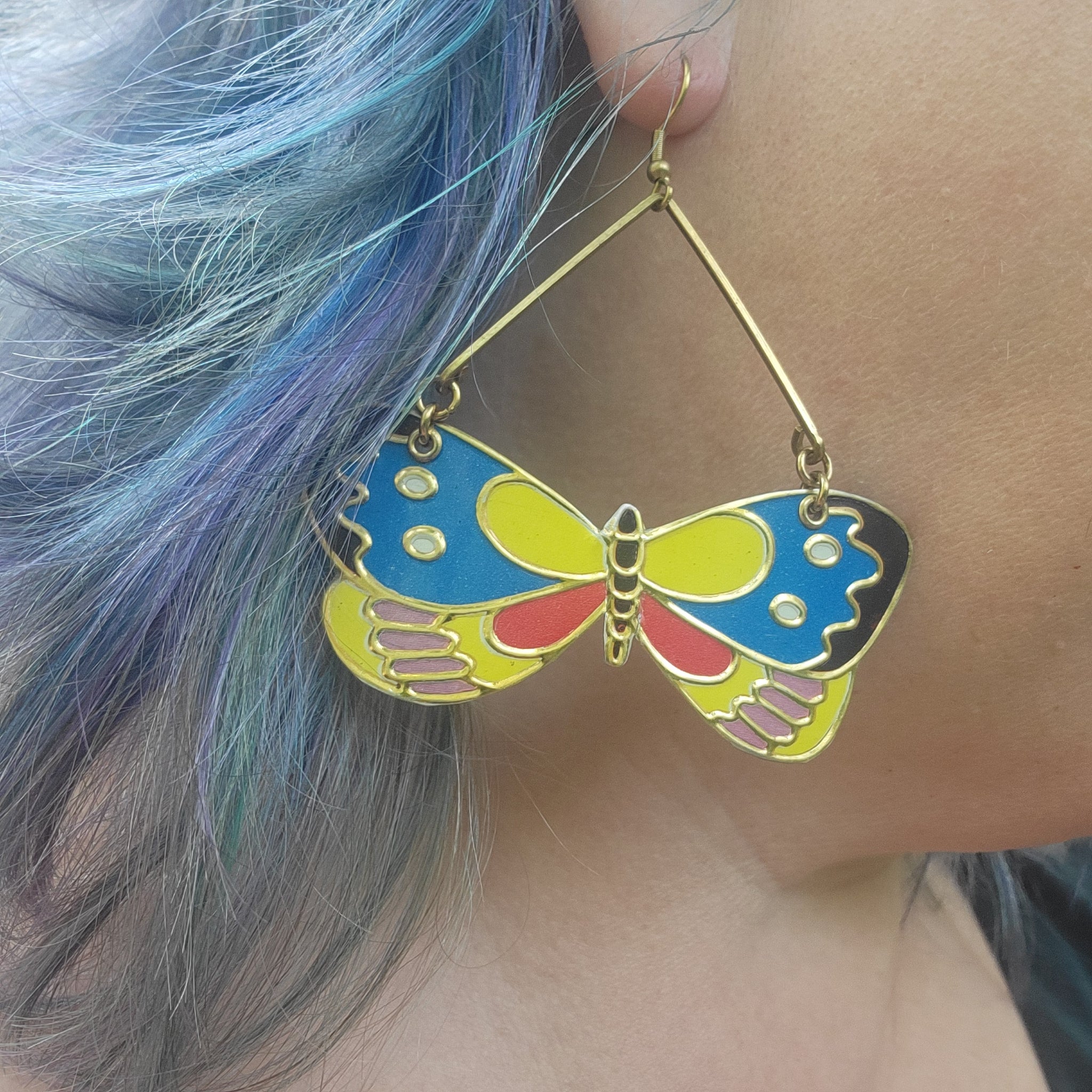 Butterfly Florals Collection - Repurposed Vintage Tin Earrings