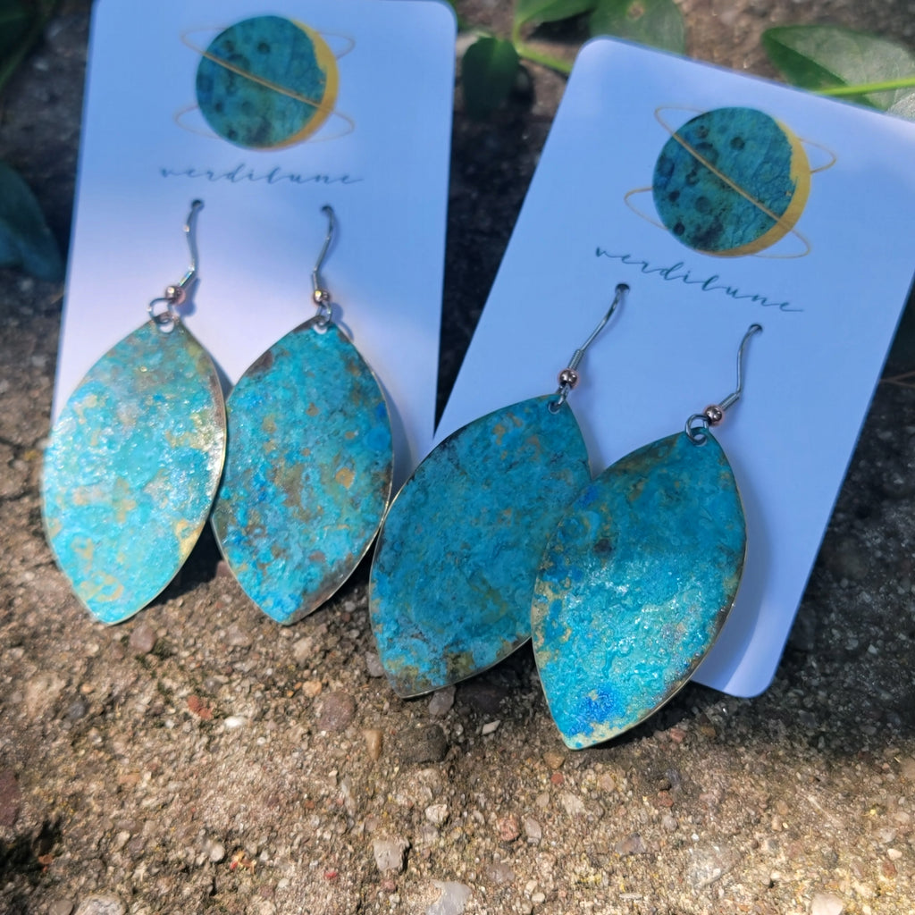 Ocean Blue Patina Copper Earrings