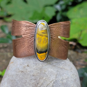 Dragonfly Wing Cuff with Bumblebee Jasper in Copper