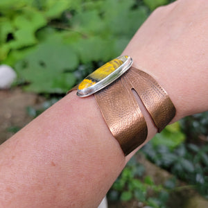 Dragonfly Wing Cuff with Bumblebee Jasper in Copper