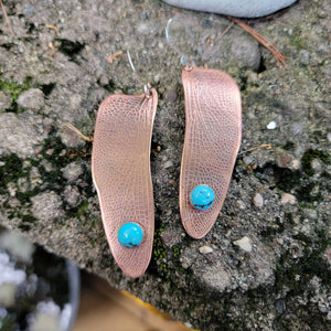 Copper Dragonfly Wing Earrings with Turquoise