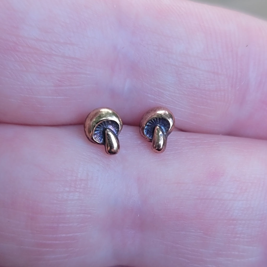 Mushroom Posts in Copper, Toadstool - Stud Earrings