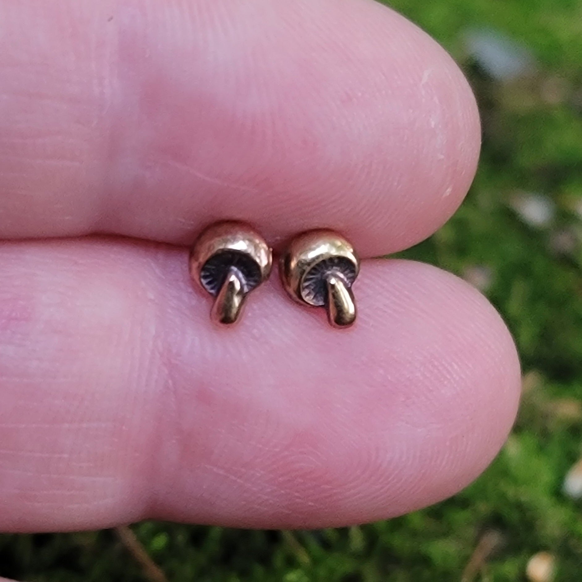 Mushroom Posts in Copper, Toadstool - Stud Earrings