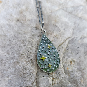 Celestial Drop Pendant in Sterling Silver Silver with Bronze