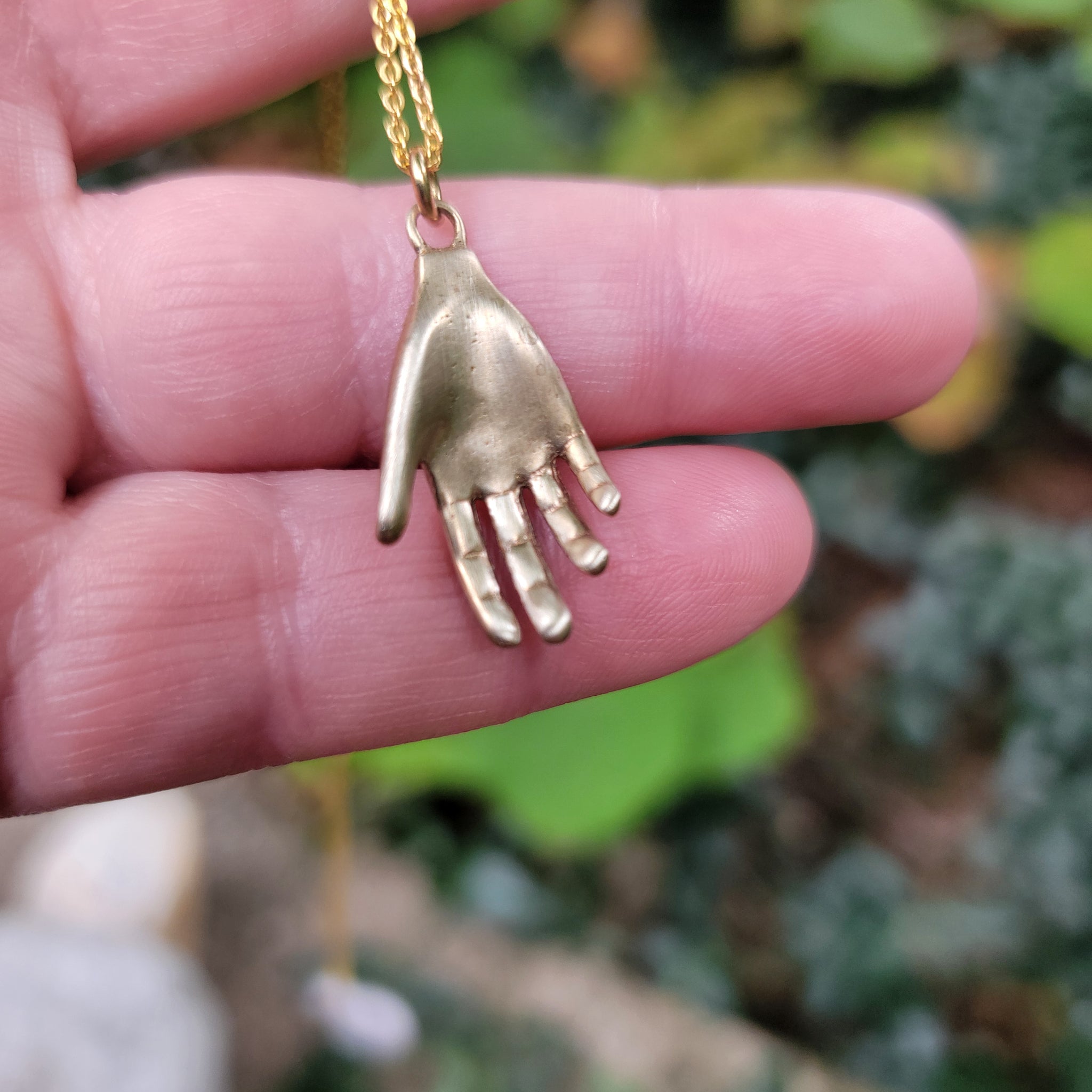 Mystical Cast Brass Hand Pendant